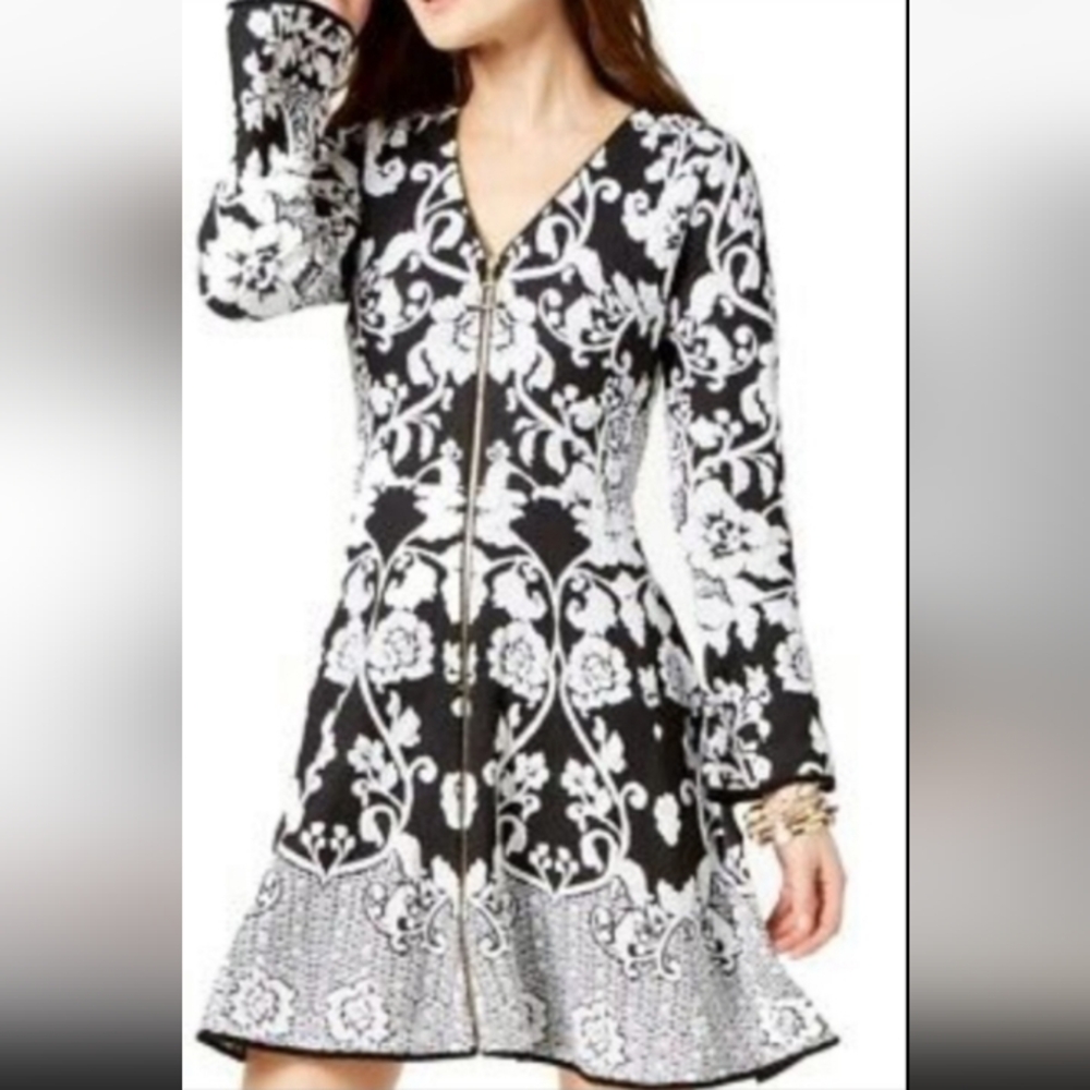 NWT.Inc International Concepts Floral Zip-Up Sweater Dress.